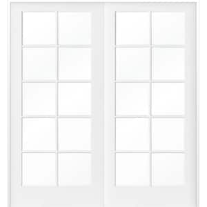 72 in. x 80 in. Craftsman Shaker 10-Lite Both Active MDF Solid Core Double Prehung French Door