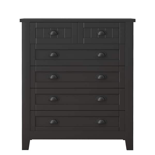 Angel Sar Black 6 Drawer Combo Chest of Drawers Storage Cabinet for Bedroom (33.9 in W. X 37.8 in H.)
