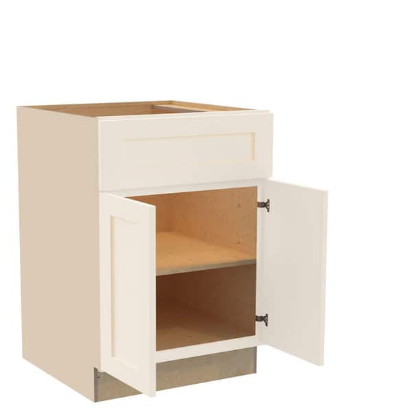 Newport 24 in. W x 24 in. D x 34.5 in. H Assembled Plywood Base Kitchen Cabinet in Blended Cream with Soft Close