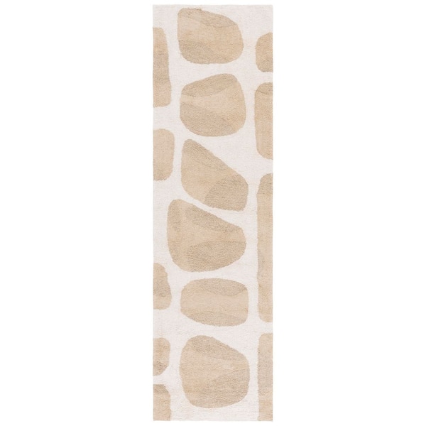 SAFAVIEH Easy Care Beige/Ivory 2 ft. x 9 ft. Machine Washable Abstract 2-Tone Runner Rug