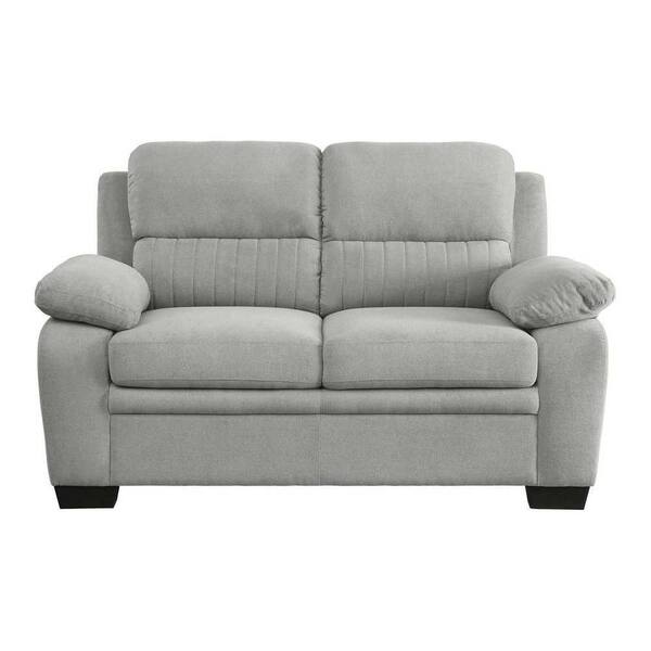 EVERGLADE HOME Deliah 58 in. W Flared Arm Textured Fabric Polyester Straight Loveseat in Light Gray