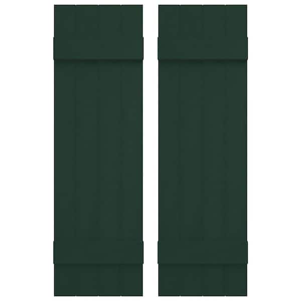 Builders Edge 14 in. W x 51 in. H Vinyl Exterior Joined Board and Batten Shutters Pair in Midnight Green