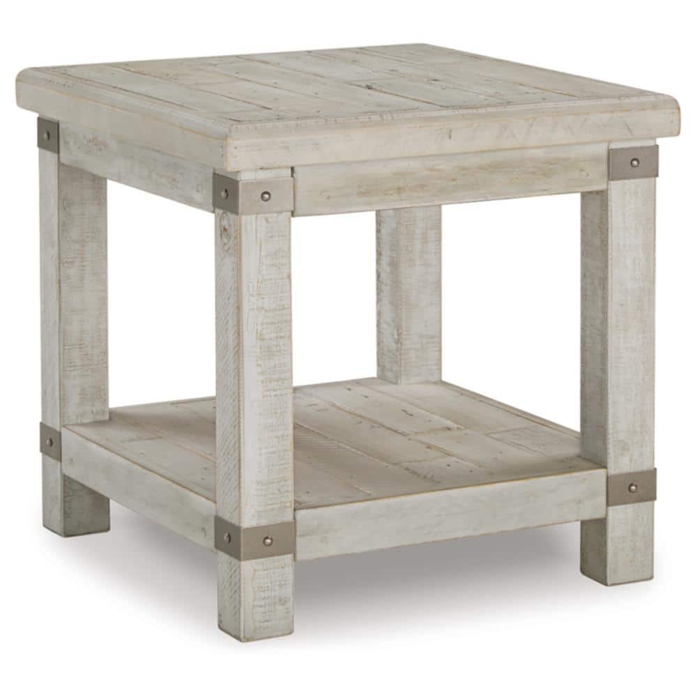 Contemporary Gray Rectangular End Table with Storage