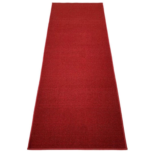 Red Trail Rug PLAYA RUG Solid Red 31 in. W x 2 ft. L RunnerRug/Stair Runner 5.2 sq ...