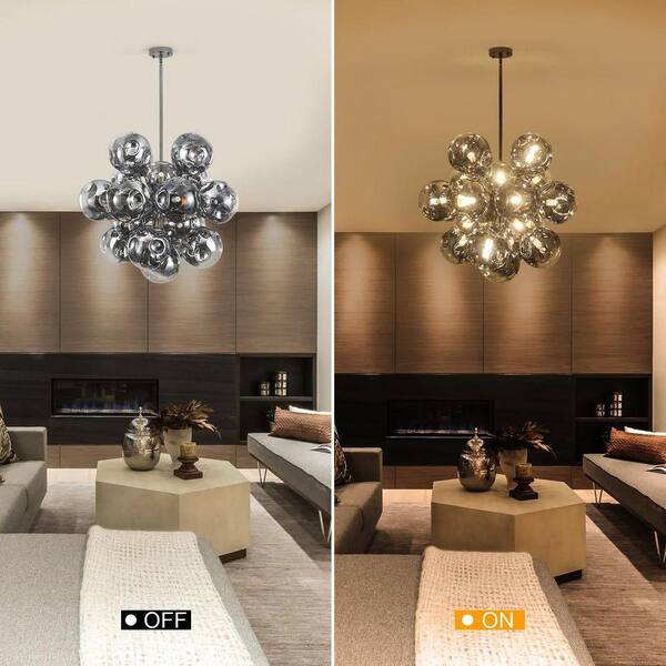 PAKOKULA Modern Sputnik 25-Light Silver Bubble Cluster Chandelier