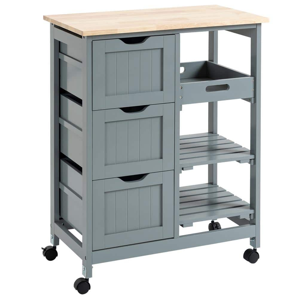 50in Modern Farmhouse Gray Kitchen Cart