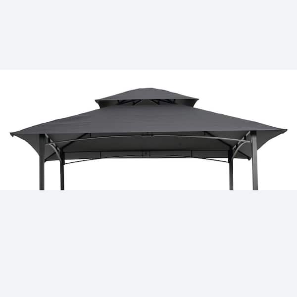 8 ft. x5 ft. Gray Grill Gazebo Replacement Double Tiered Canopy