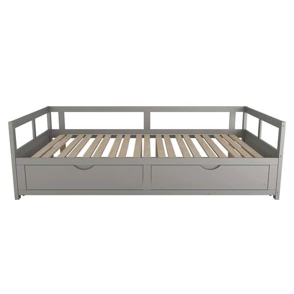 Unbranded Gray Twin Wooden Daybed with Trundle Bed