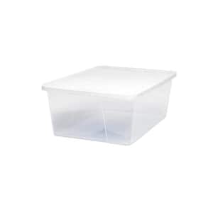 Homz 12 Gallon Clear & Black Flip Lid Storage Tote