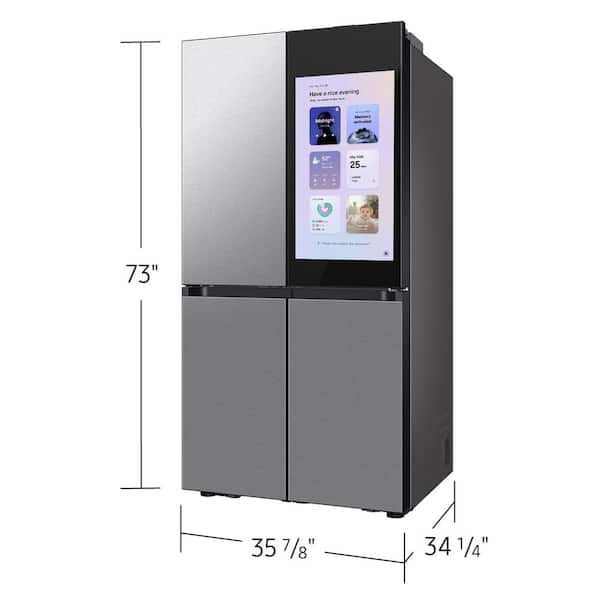 Bespoke 36in. 29cu.ft. Standard Depth 4-Door Flex French Door Refrigerator in Stainless Steel w/Charcoal Family Hub Plus