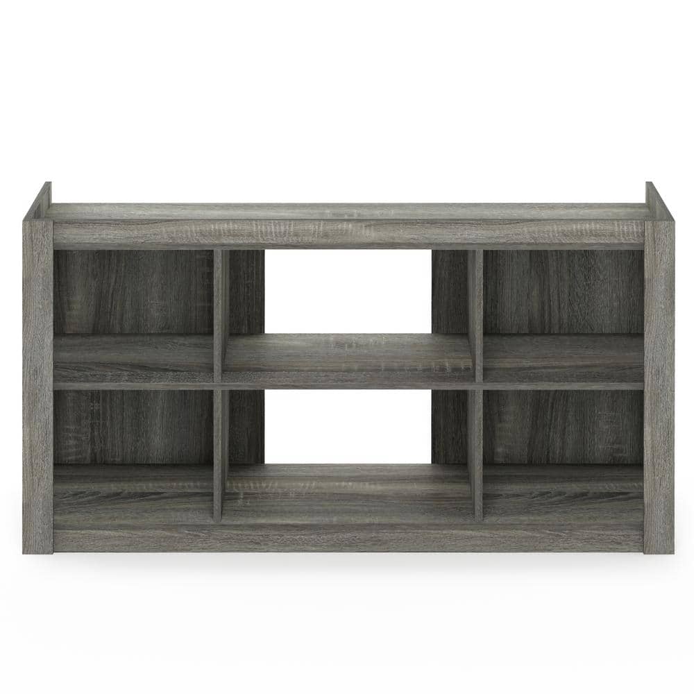 French Oak Gray Multipurpose TV Stand with Bookshelves