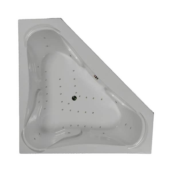 Comfortflo 72 in. x 72 in. Acrylic Corner Drop-in Air Bathtub with Center Drain in Biscuit