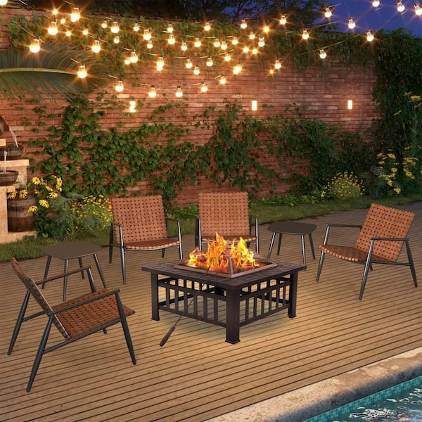 3-Piece Aluminum and Wicker Outdoor Bistro Set with Lounge Seating and Side Table