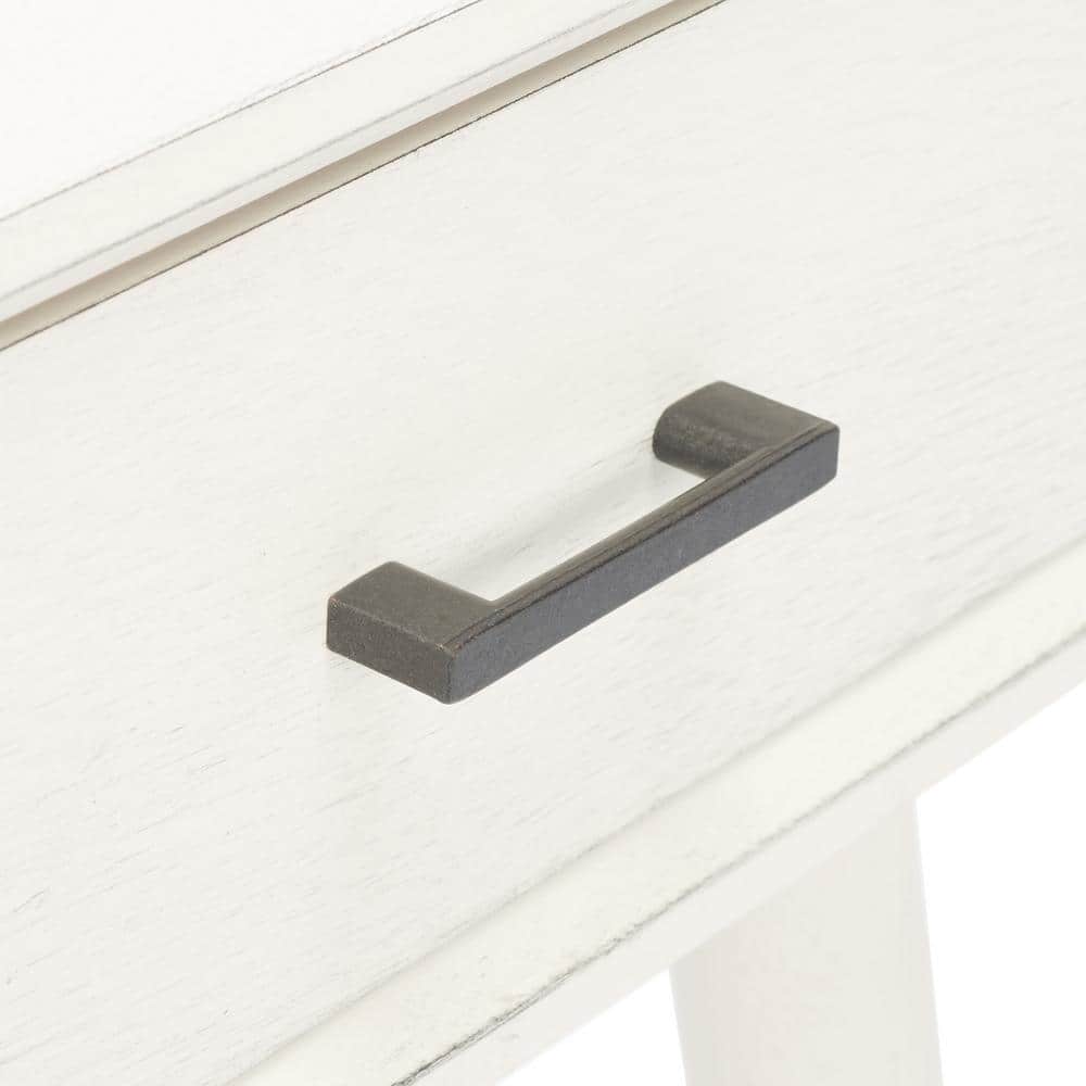 Distressed White Mid-Century Writing Desk with Drawer