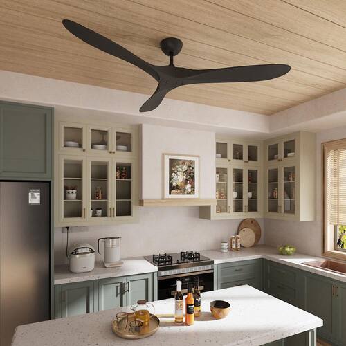 52 in. Indoor/Outdoor Use Black 3 ABS Blades Propeller Ceiling Fan with Remote Control, DC Motor, 6-Speed Adjustable Ceiling Fans
