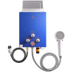 6L 1.58 GPM Outdoor Portable Propane Gas Tankless Water Heater, Use for Camping, RV and Pet Bath, Evenfall series, Blue