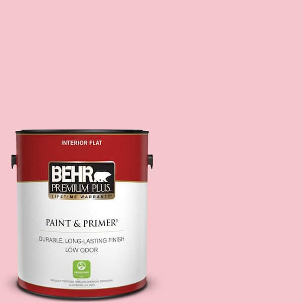 BEHR PREMIUM PLUS 1 gal. #120B-4 Old Fashioned Pink Flat Low Odor Interior Paint & Primer