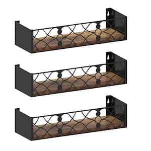 15.8 in. W x 5.4 in. D Black Decorative Wall Shelf, with Removable Insert Plate(Set of 3)