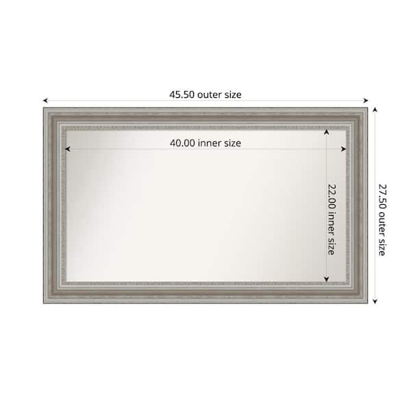 Amanti Art Parlor Silver 45.5 in. x 27.5 in. Custom Non-Beveled Recycled Polystyrene Framed Bathroom Vanity Wall Mirror