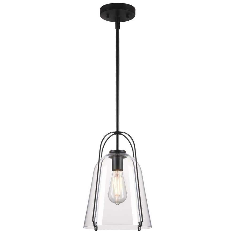 Kewadin Mini Matte Black and Clear Glass Bell Pendant Light
