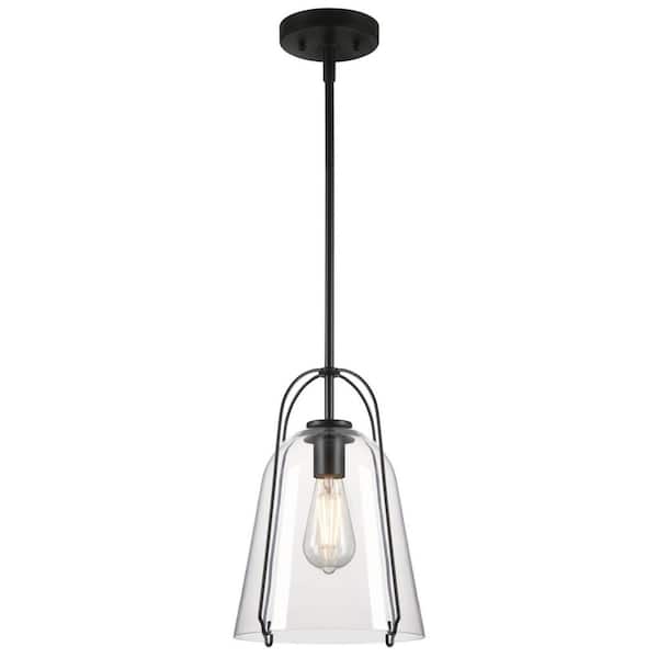 Westinghouse Kewadin 1-Light Matte Black Shaded Pendant with Clear Glass