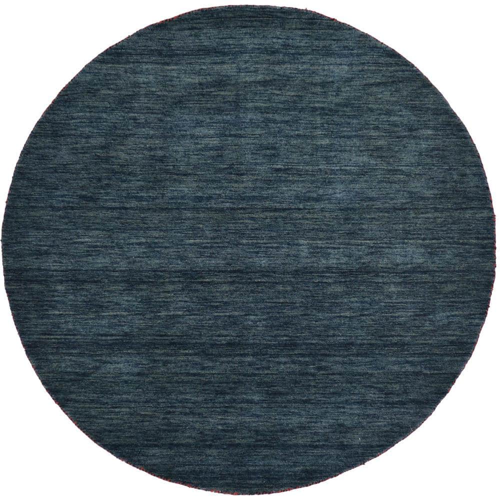 Unique Loom Solid Gava Solid Navy Blue 6' 7 x 6' 7 Round Rug 3125216