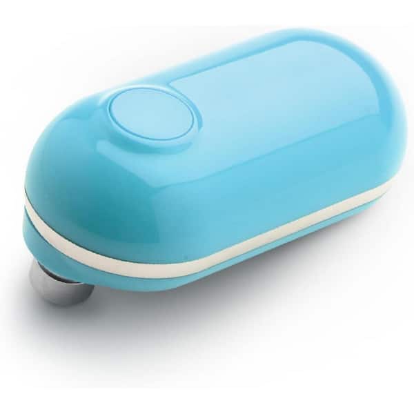 Anqtovp Mini Portable Electric Can Opener Smooth Edge-Open Cans with a Simple Press of Button, Hands Free, Food-Safe, Blue