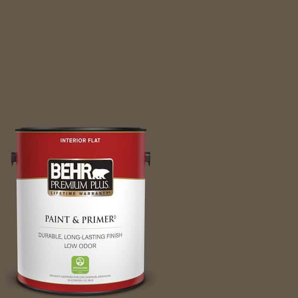 BEHR PREMIUM PLUS 1 gal. #720D-7 Winter Oak Flat Low Odor Interior Paint & Primer