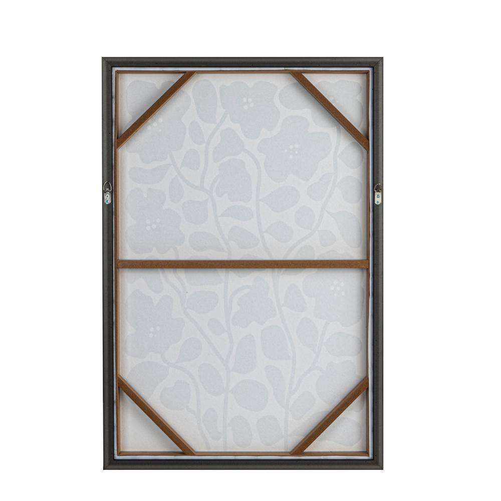 Black and Cream Floral Art with Reclaimed Wood Frame
