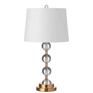26 in. H 1-Light Aged Brass Table Lamp with Laminated Fabric Shade