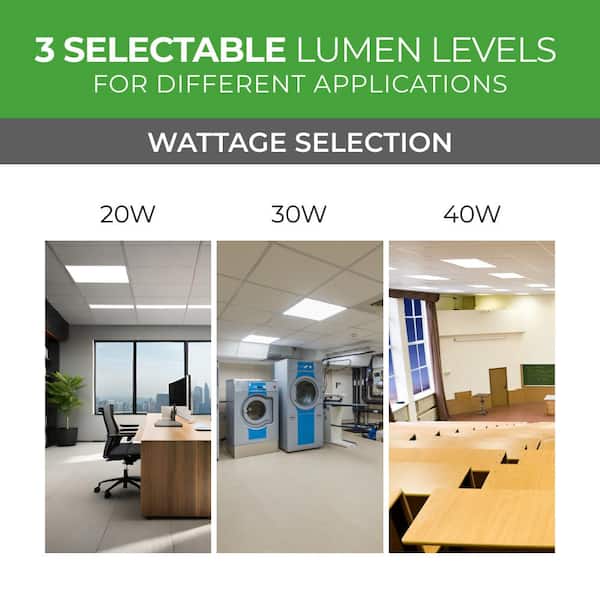 4-Pack 2 ft. x 2 ft. Backlit Selectable Lumens Wattage 3500K 4000K 5000K Integrated LED Flat Panel Light 0-10V Dimming