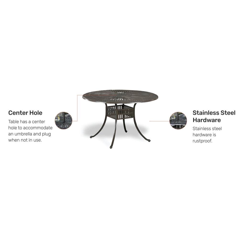 Charleston 48" Square Charcoal Aluminum Outdoor Dining Table