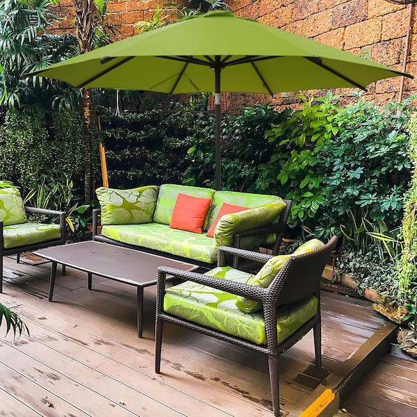 Abba Patio 9 Ft Market Umbrella Steel Pole With Auto Tilt And Crank Lime Green 8 Ribs Ap9388ctag Abba Patio 9 Ft Market Umbrella, Lime Green Umbrella Outdoor Furniture