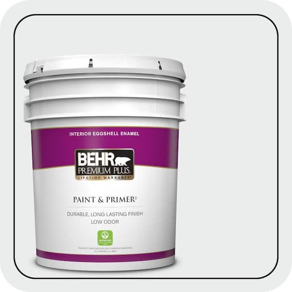 BEHR PREMIUM PLUS 5 gal. #BWC-12 Vibrant White Eggshell Enamel Low Odor Interior Paint & Primer
