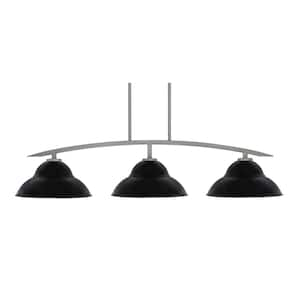 Siena 44.75 in. 3-Light Graphite Chandelier with 13 in. Matte Black Metal Shades no bulbs included