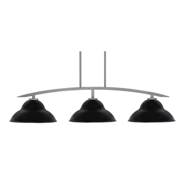 Unbranded Siena 44.75 in. 3-Light Graphite Chandelier with 13 in. Matte Black Metal Shades no bulbs included