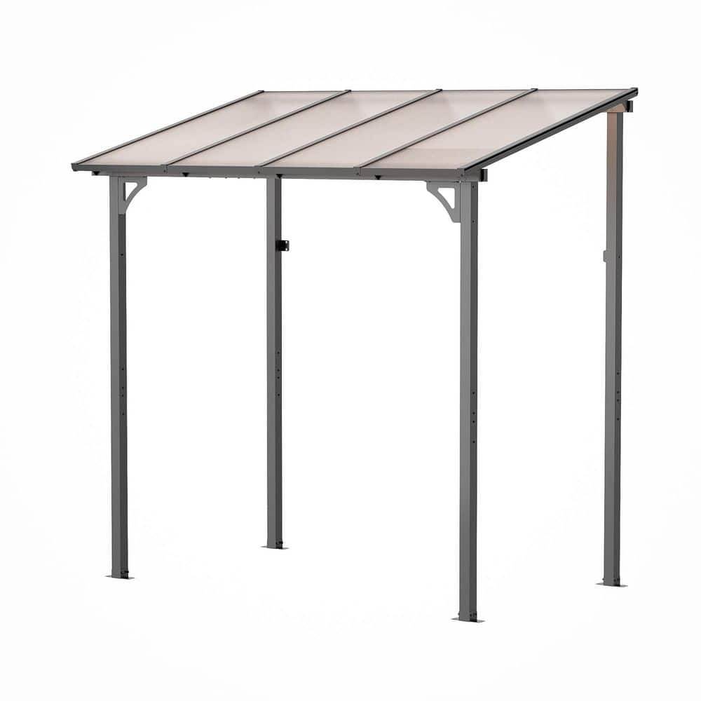 8 ft. x 5 ft. Wall-Mounted Gazebo, Sloped Gazebo Pergola with Sturdy Metal Structure and Sun Panels price history on PriceWatchPro