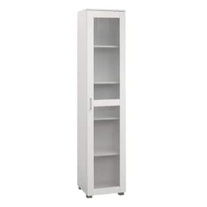 SignatureHome Romero White Finish 73 in. H Curio Storage Cabinet 5-Shelves Behind Doors Dimension 16 L x 16 W x 73 H