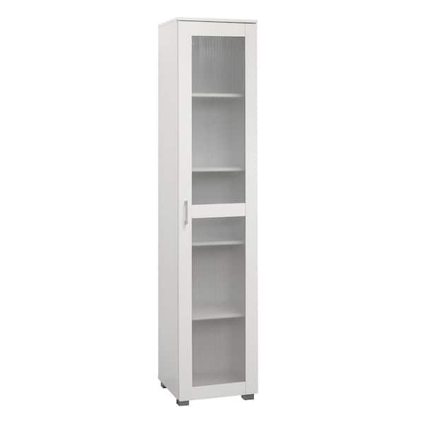 SignatureHome Romero White Finish 73 in. H Curio Storage Cabinet 5-Shelves Behind Doors Dimension 16 L x 16 W x 73 H