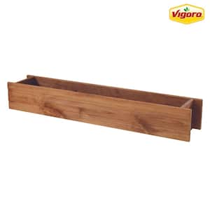 36 in. Brooklin Stained Brown Wood Planter Box (36 in. L x 6.5 in. W x 5.8 in. H)