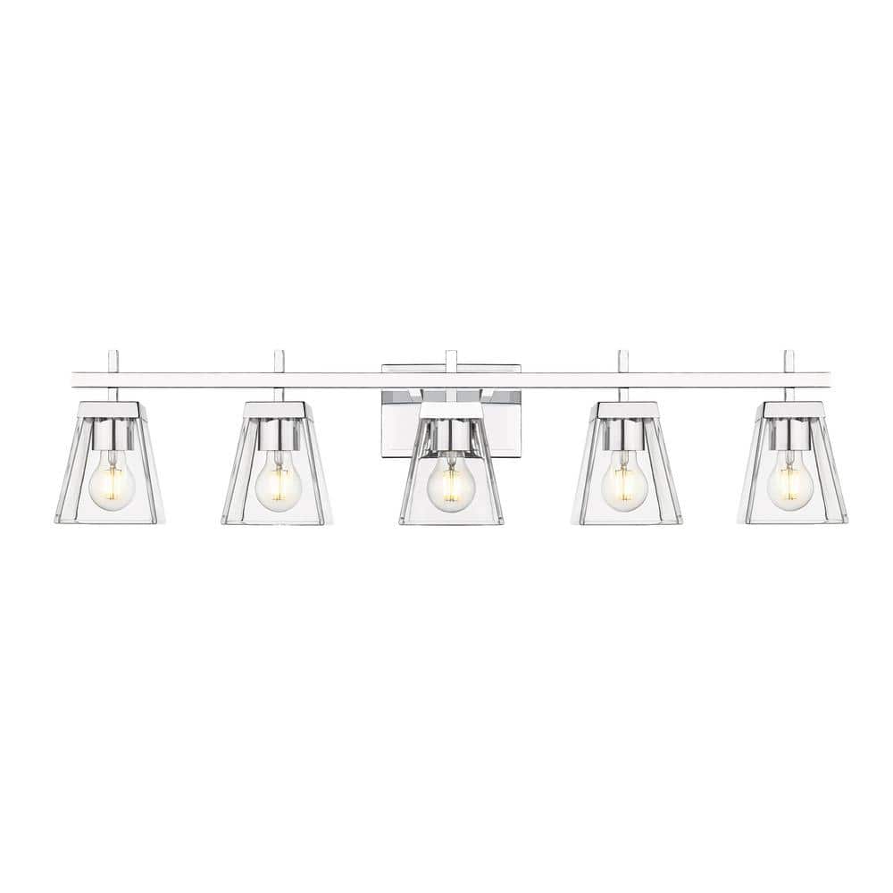Lauren 39" Chrome 5-Light Vanity with Glass Shades