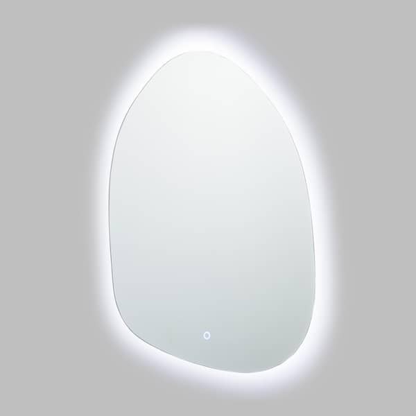 LuxenHome 22.8 in. W. x 31 in. H Asymmetrical Accent Wall Mirror with Lights
