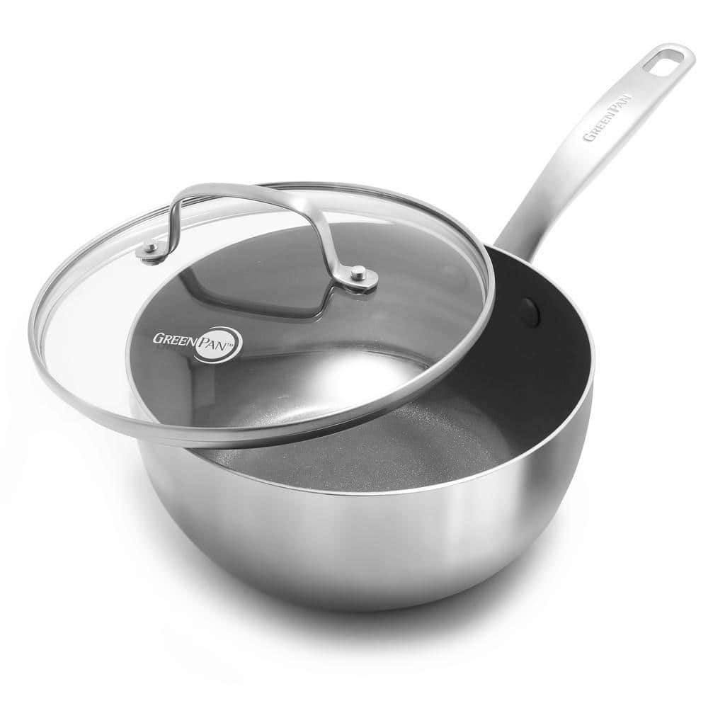 Five Two by GreenPan 2.75-Quart Saucepan with Straining Lid and Pour S