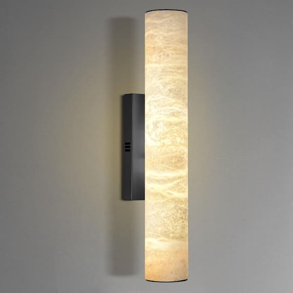 20 in. 2 light Alabaster Wall Sconces, Modern Bathroom Sconces, Indoor Black Wall Sconces for Living Room(set of 1)