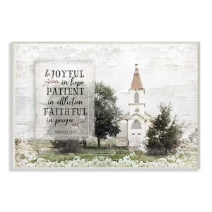 10 in. x 15 in. "Be Joyful In Hope Distressed Church with Trees Photograph Wall Plaque Art" by Jennifer Pugh