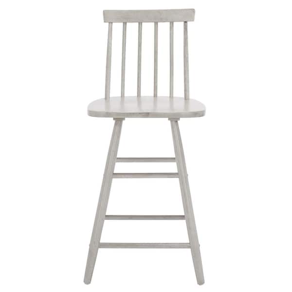 SAFAVIEH May 25 in. Grey Mid-Back Wood Frame Counter Stool with Foot Rest