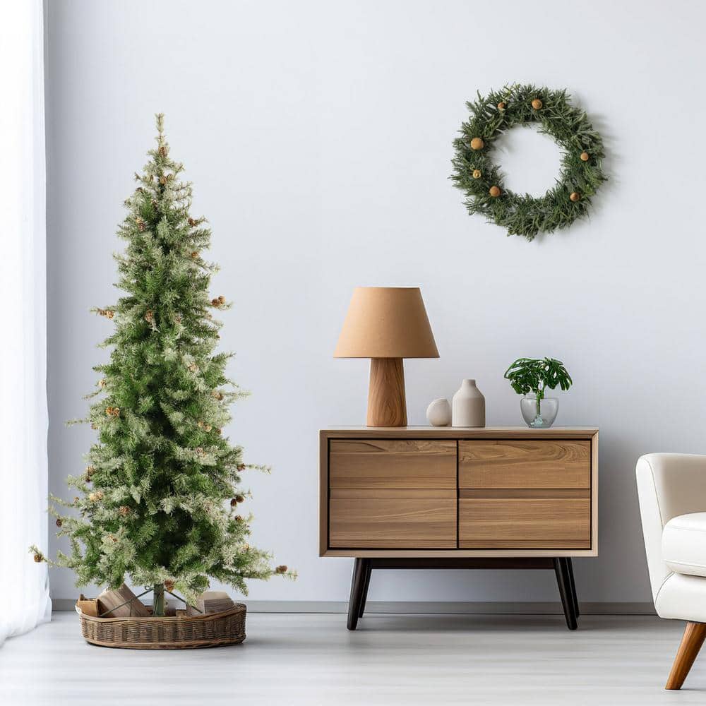 Buffalo Fir 6.5 Ft Slim Artificial Christmas Tree with Multicolor LED Lights