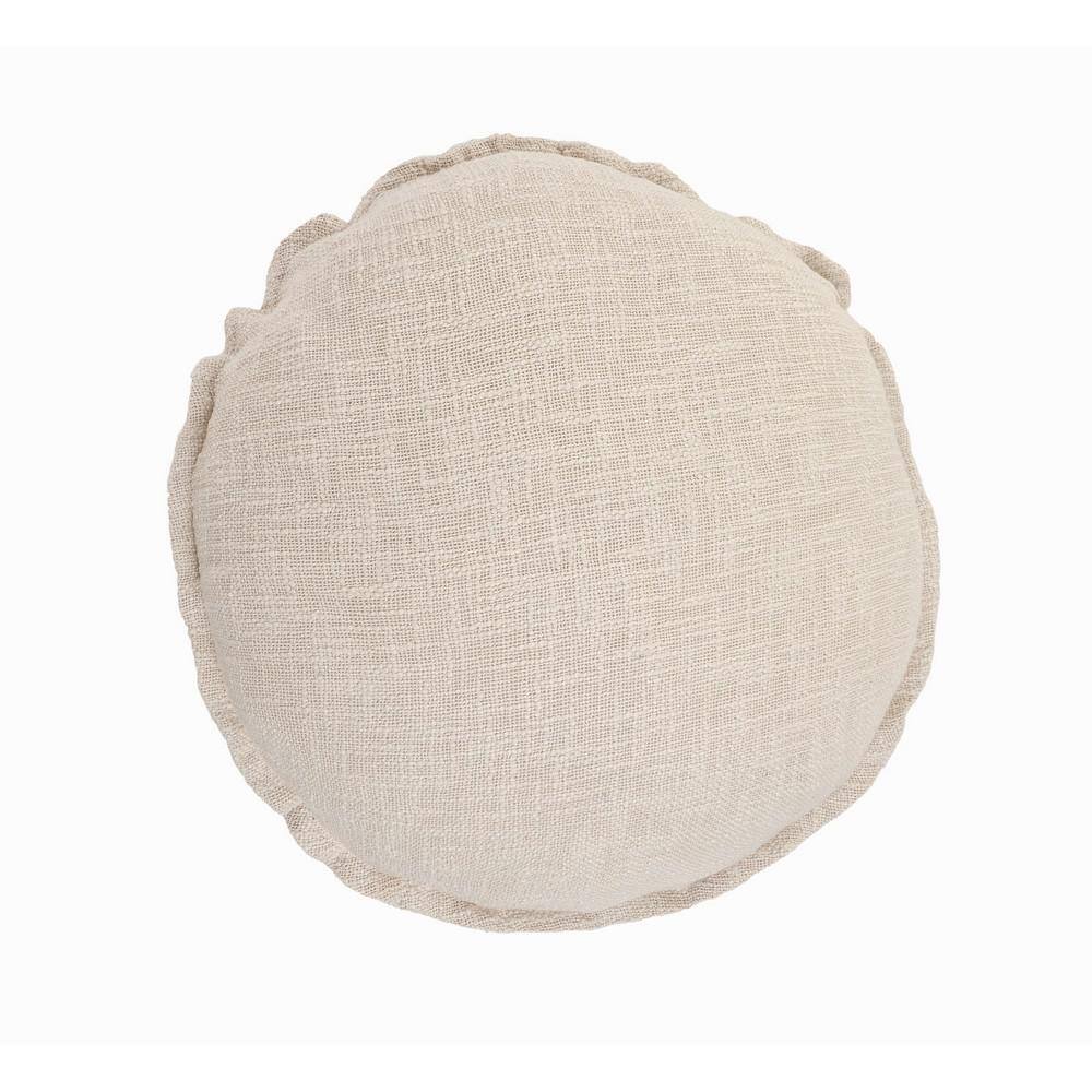 Birch Beige Round Polyester Throw Pillow 20"