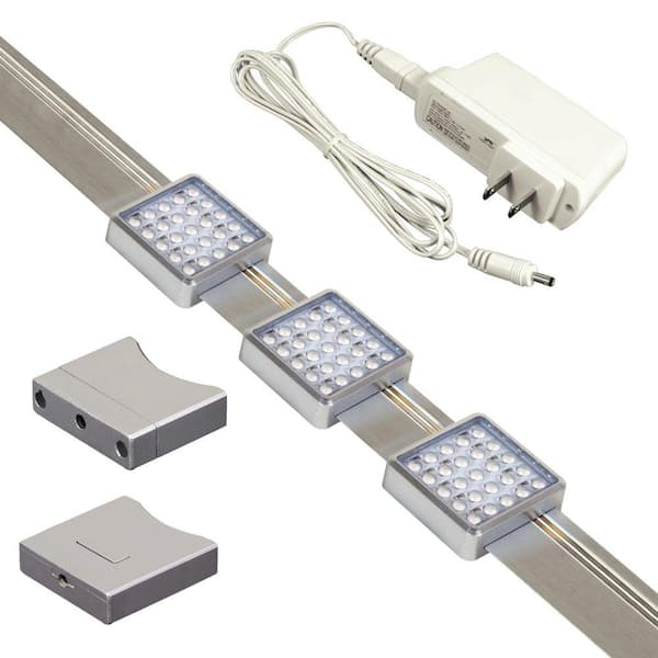 JESCO Lighting Orionis 3 ft. Brushed Aluminum Track Kit with 3 Slidable LED Track Modules and Built-In Dimmer