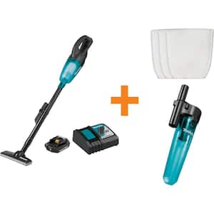 18V LXT Compact Cordless Vacuum Kit, 2.0Ah with Black Cyclonic Vacuum Attachment and Cloth Vacuum Filter (3-Pack)